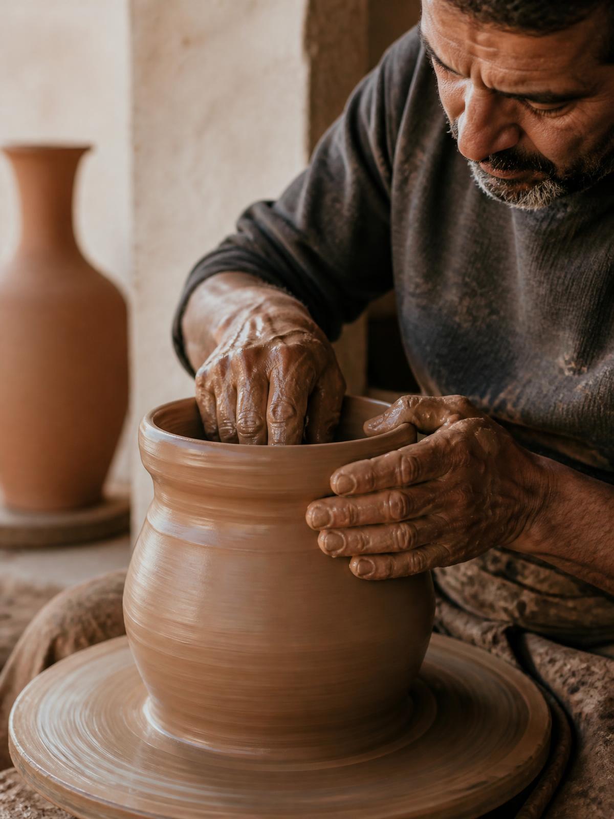 Artisan marocain qualifié en plein travail